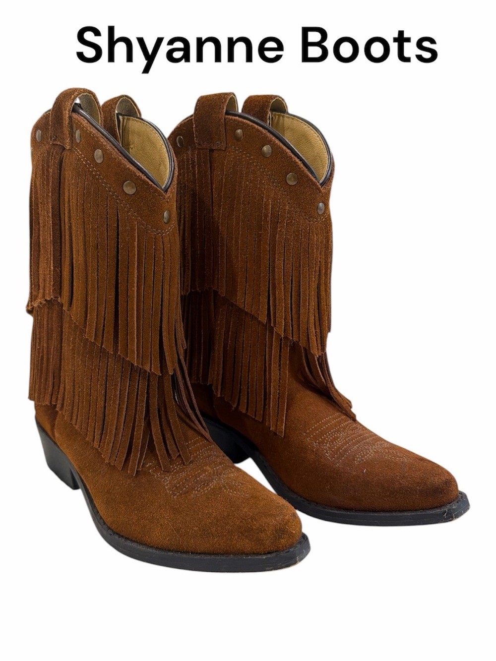Shyanne Suede Fringe Cowboy Boots - Brown